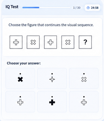 IQ 测试答题界面示意图